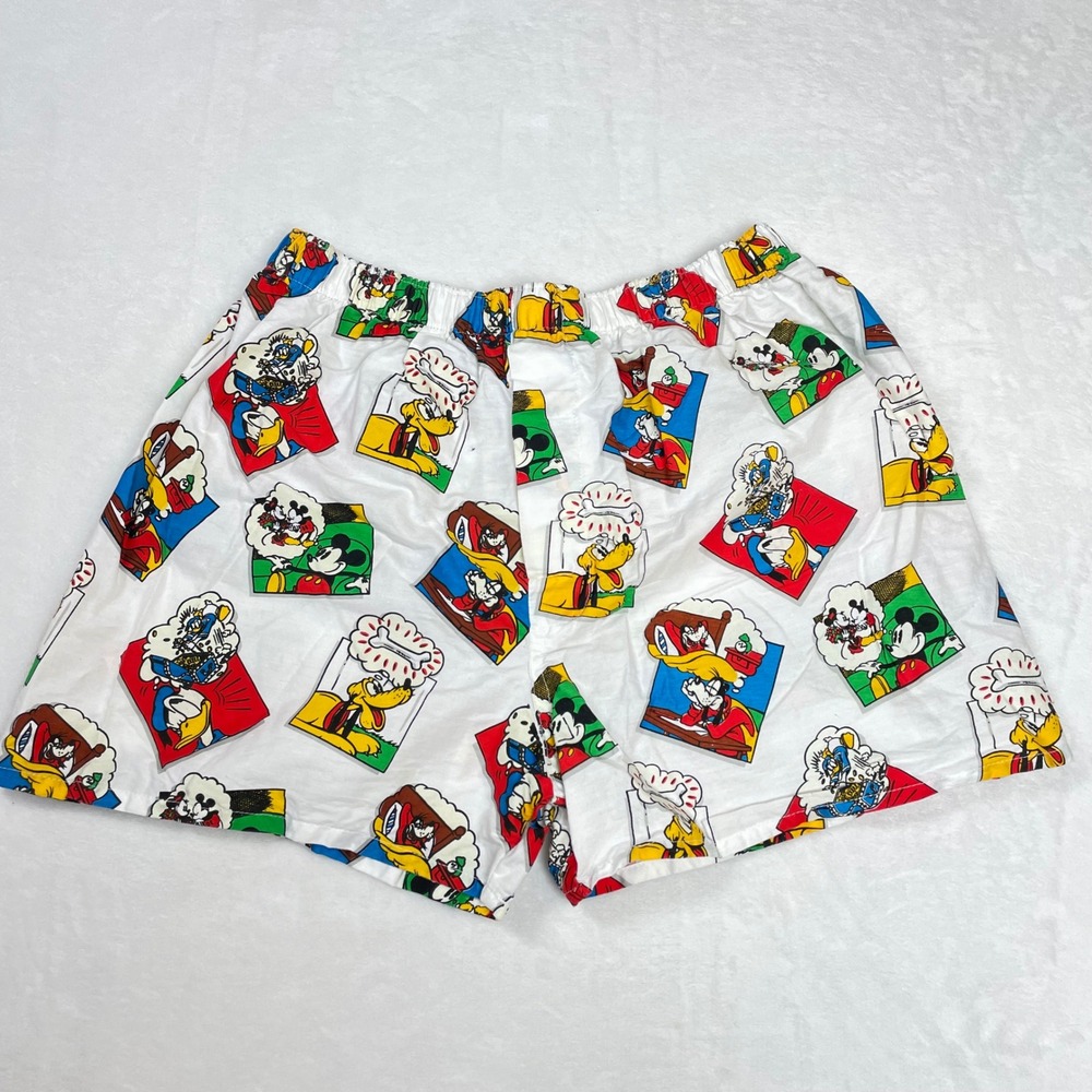 Disney Originals Pajama Shorts Cotton Mens M White Vintage Mickey Donald Pluto